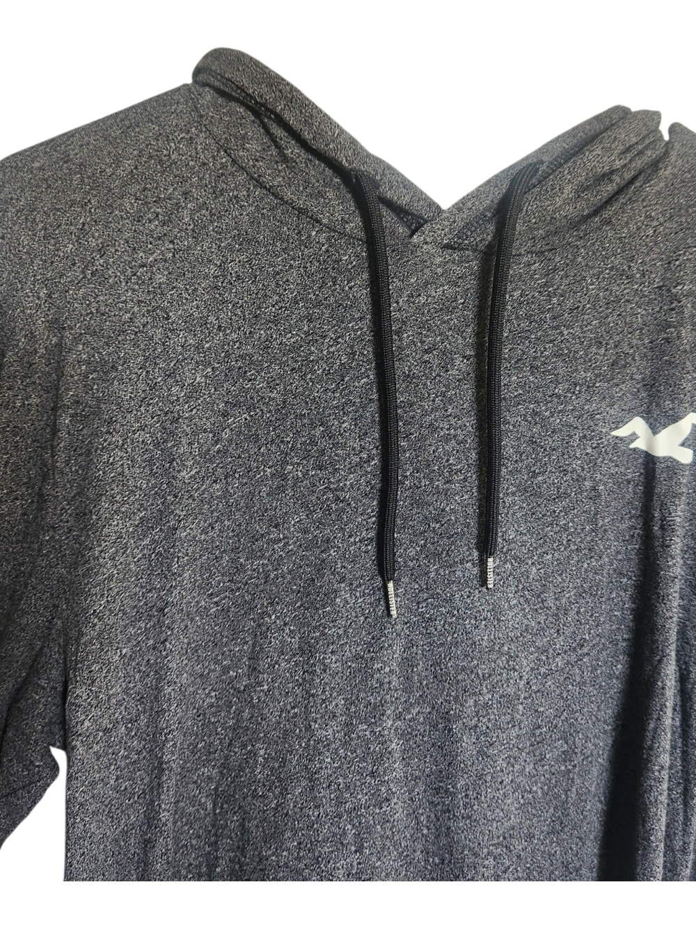 Hollister Men's Black Heather Lightweight Hoodie Shirt Size XL - Picture 2 of 9
